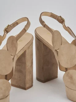 Sandali tacco 9cm camoscio beige