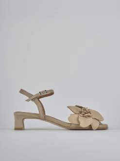 Sandali tacco 4cm camoscio beige