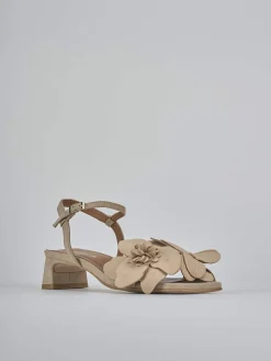Sandali tacco 4cm camoscio beige