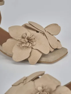 Sandali tacco 4cm camoscio beige