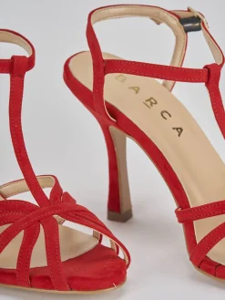 Sandali tacco 8cm camoscio rosso