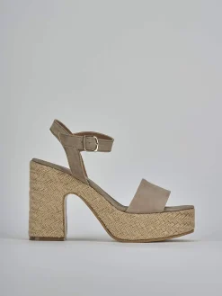 Sandali tacco 9cm camoscio beige