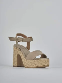 Sandali tacco 9cm camoscio beige