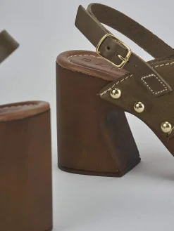 Sandali tacco 9cm camoscio verde