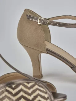 Sandali tacco 7cm camoscio bronzo