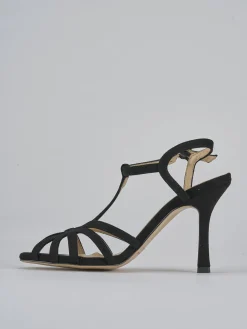 Sandali tacco 8cm camoscio nero