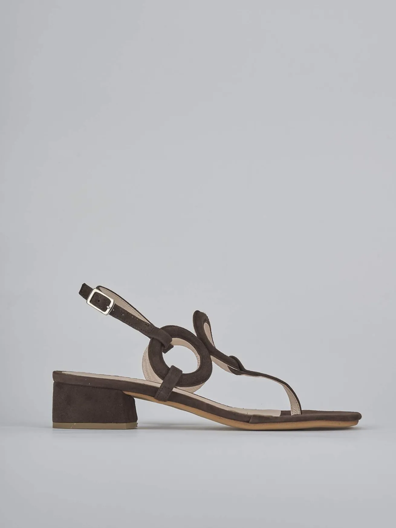 Sandali tacco 3cm camoscio testa