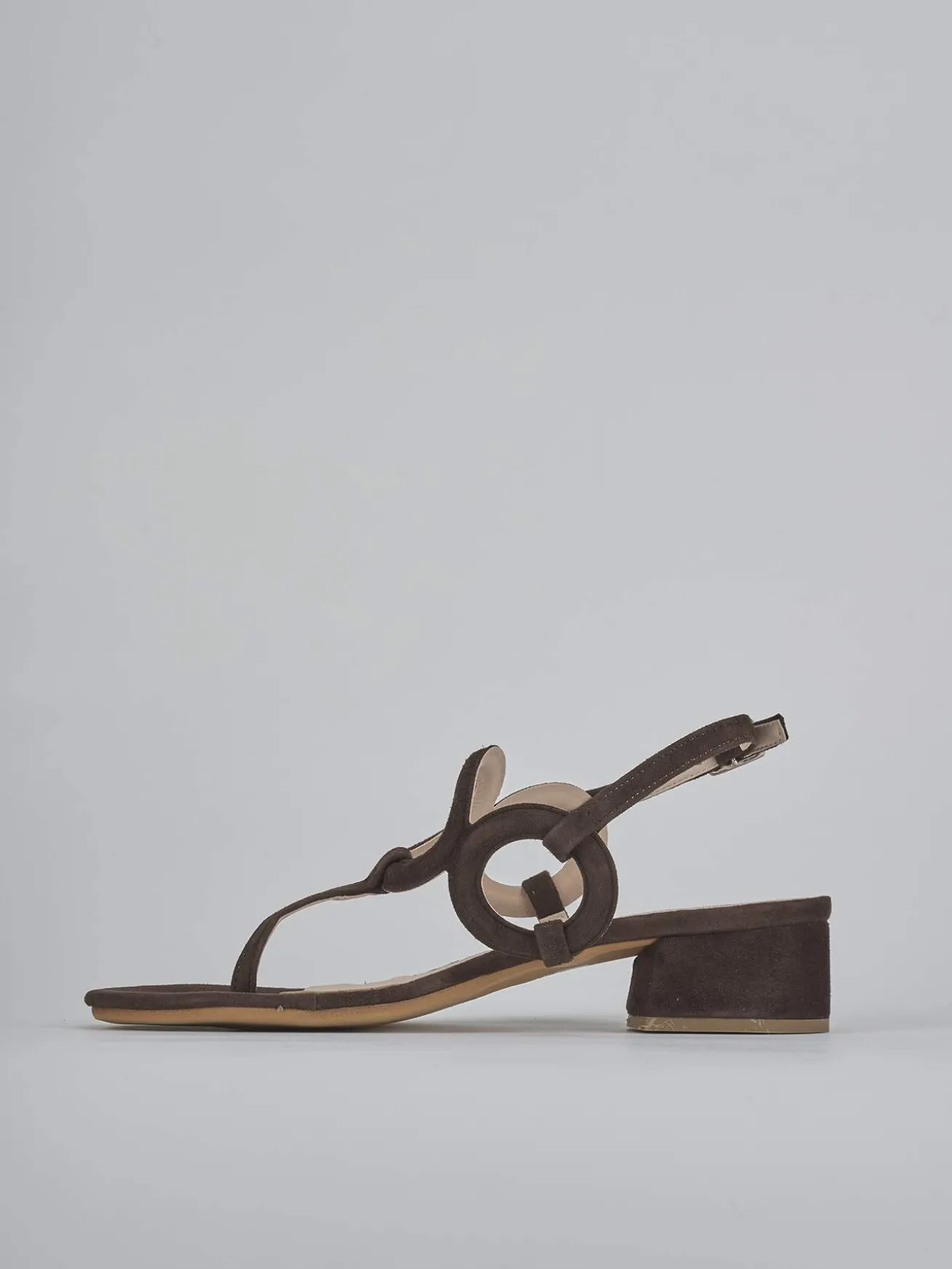 Sandali tacco 3cm camoscio testa