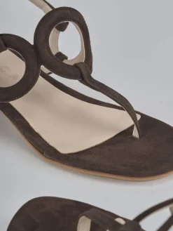 Sandali tacco 3cm camoscio testa