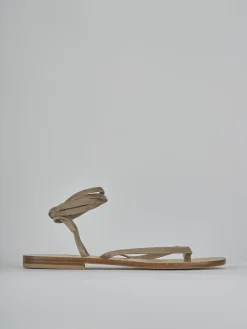 Sandali tacco 1cm camoscio beige