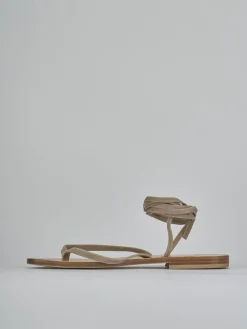 Sandali tacco 1cm camoscio beige