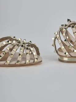 Sandali tacco 1cm camoscio sostenible beige