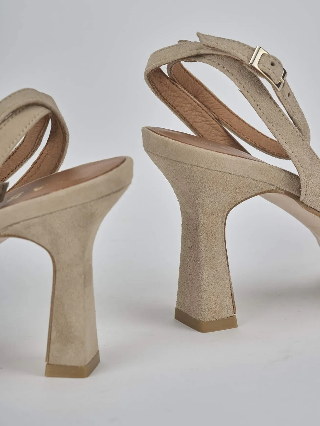 Sandali tacco 9cm camoscio beige