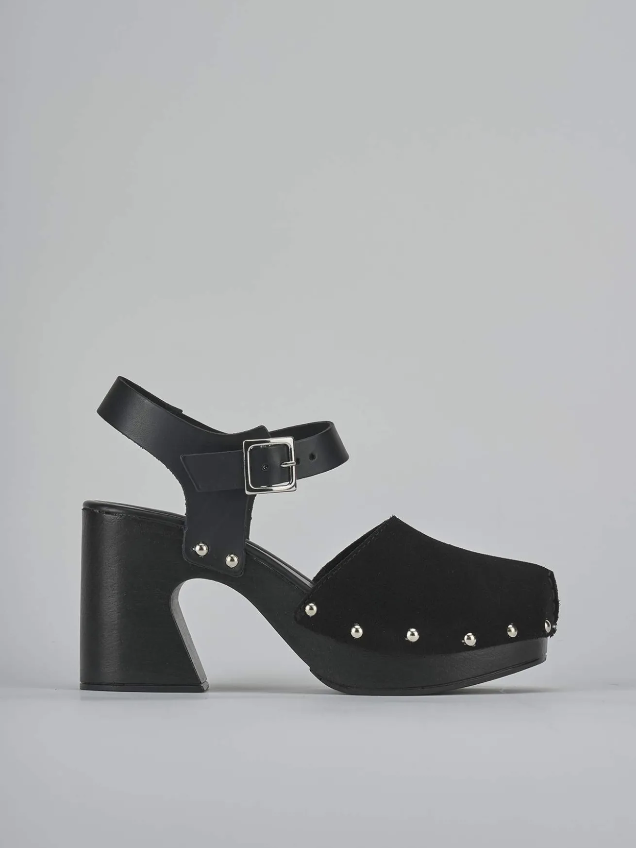 Sandali tacco 9cm camoscio nero