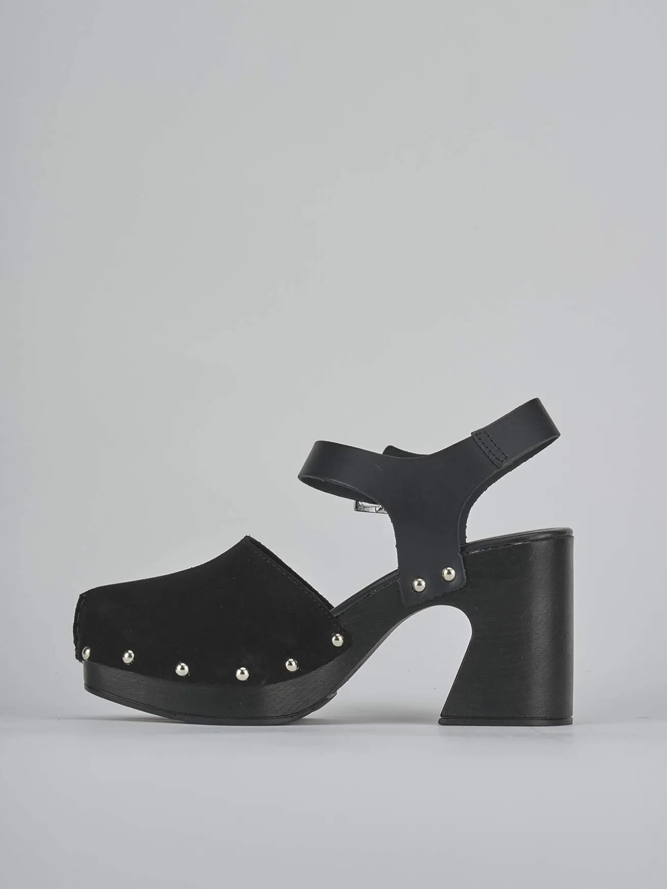 Sandali tacco 9cm camoscio nero