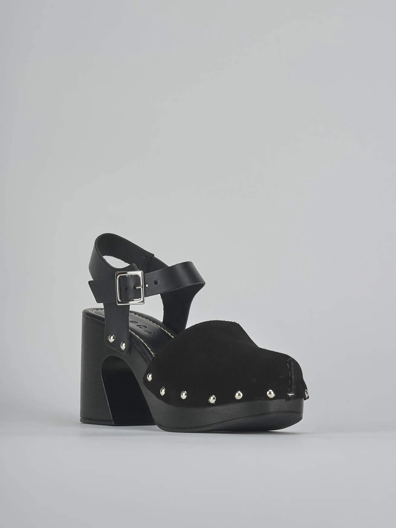 Sandali tacco 9cm camoscio nero