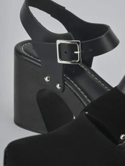 Sandali tacco 9cm camoscio nero