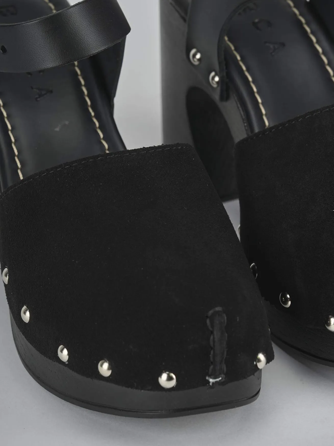 Sandali tacco 9cm camoscio nero