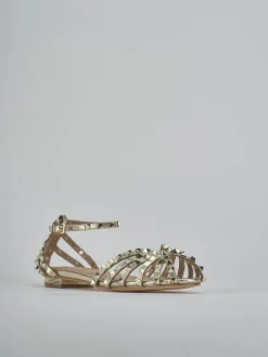 Sandali tacco 1cm camoscio sostenible oro