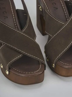 Sandali tacco 9cm camoscio testa