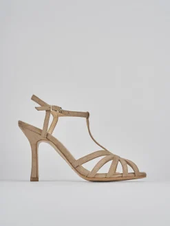 Sandali tacco 8cm camoscio beige
