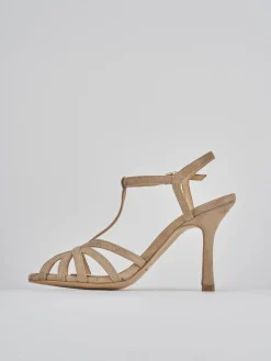 Sandali tacco 8cm camoscio beige