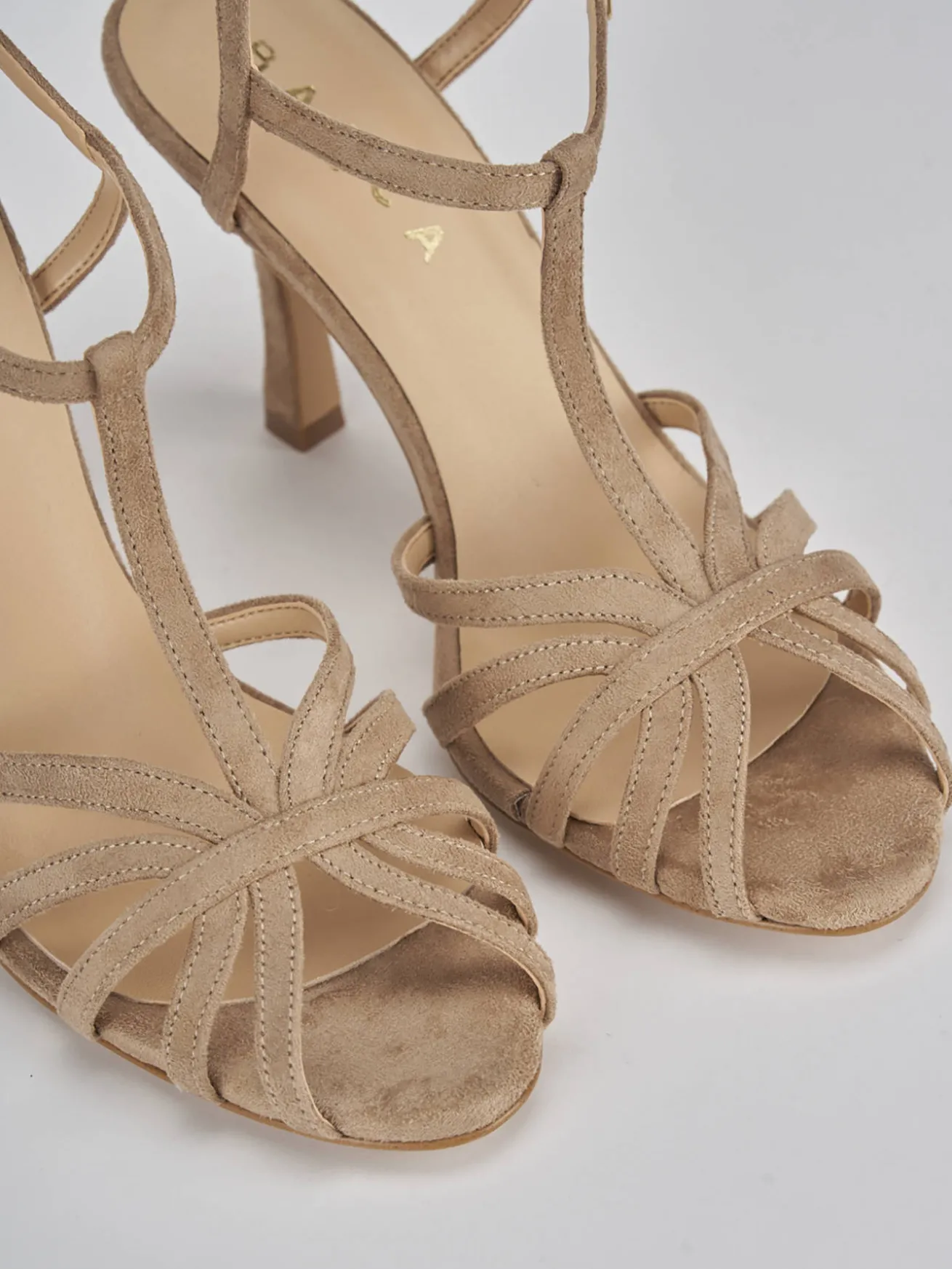 Sandali tacco 8cm camoscio beige