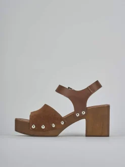 Sandali tacco 8cm camoscio marrone