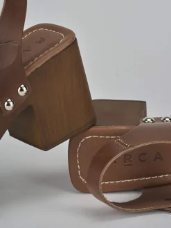 Sandali tacco 8cm camoscio marrone