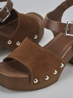 Sandali tacco 8cm camoscio marrone