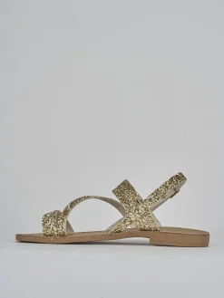 Sandali tacco 1cm glitter oro