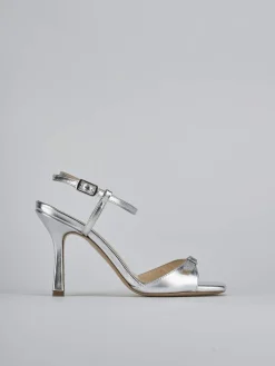 Sandali tacco 9cm laminato argento