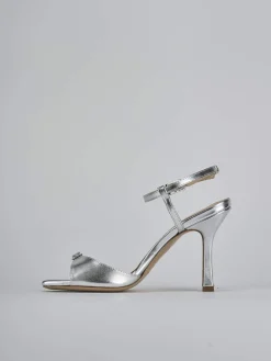 Sandali tacco 9cm laminato argento