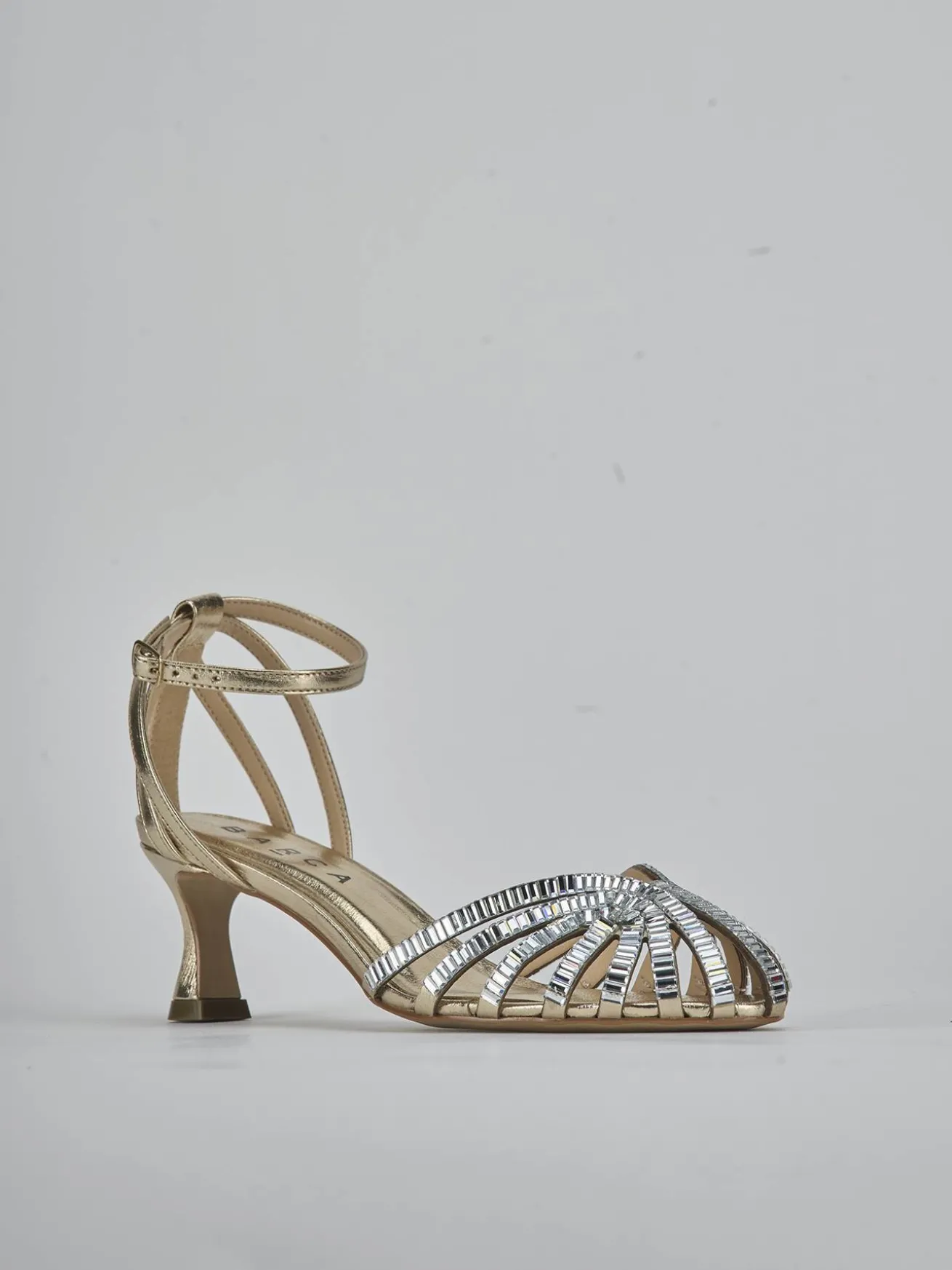 Sandali tacco 9cm laminato oro