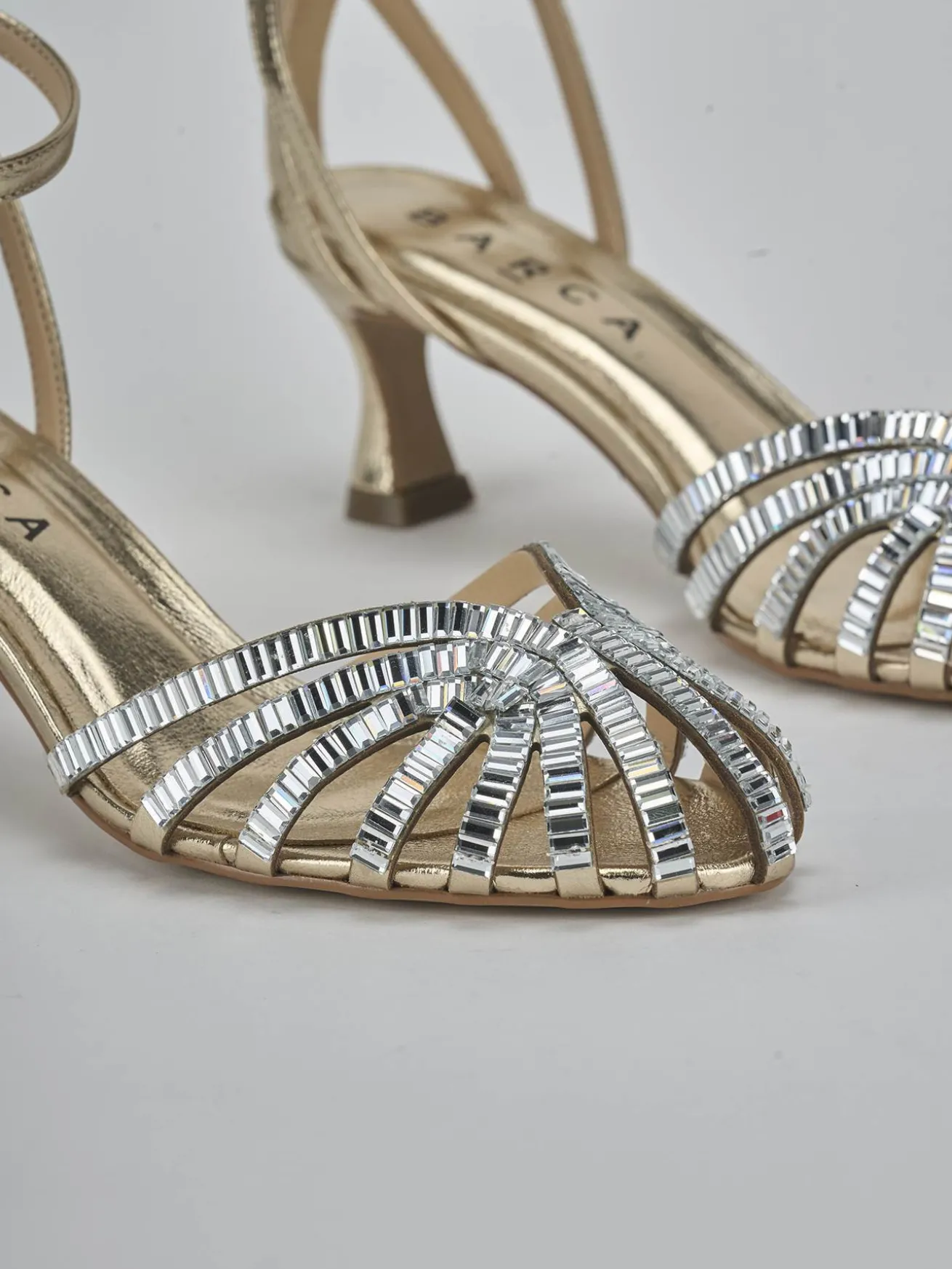 Sandali tacco 9cm laminato oro