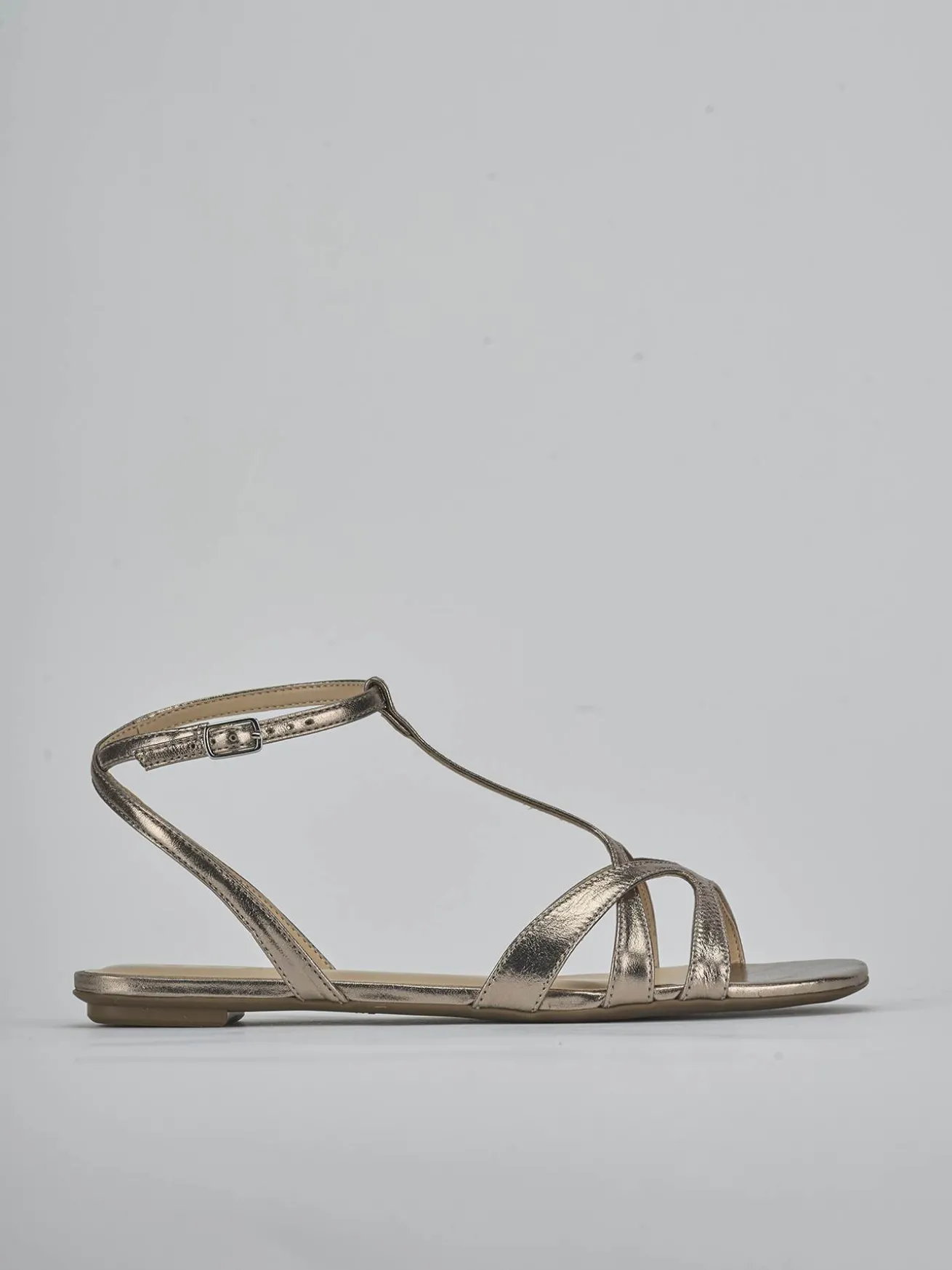 Sandali tacco 1cm laminato argento