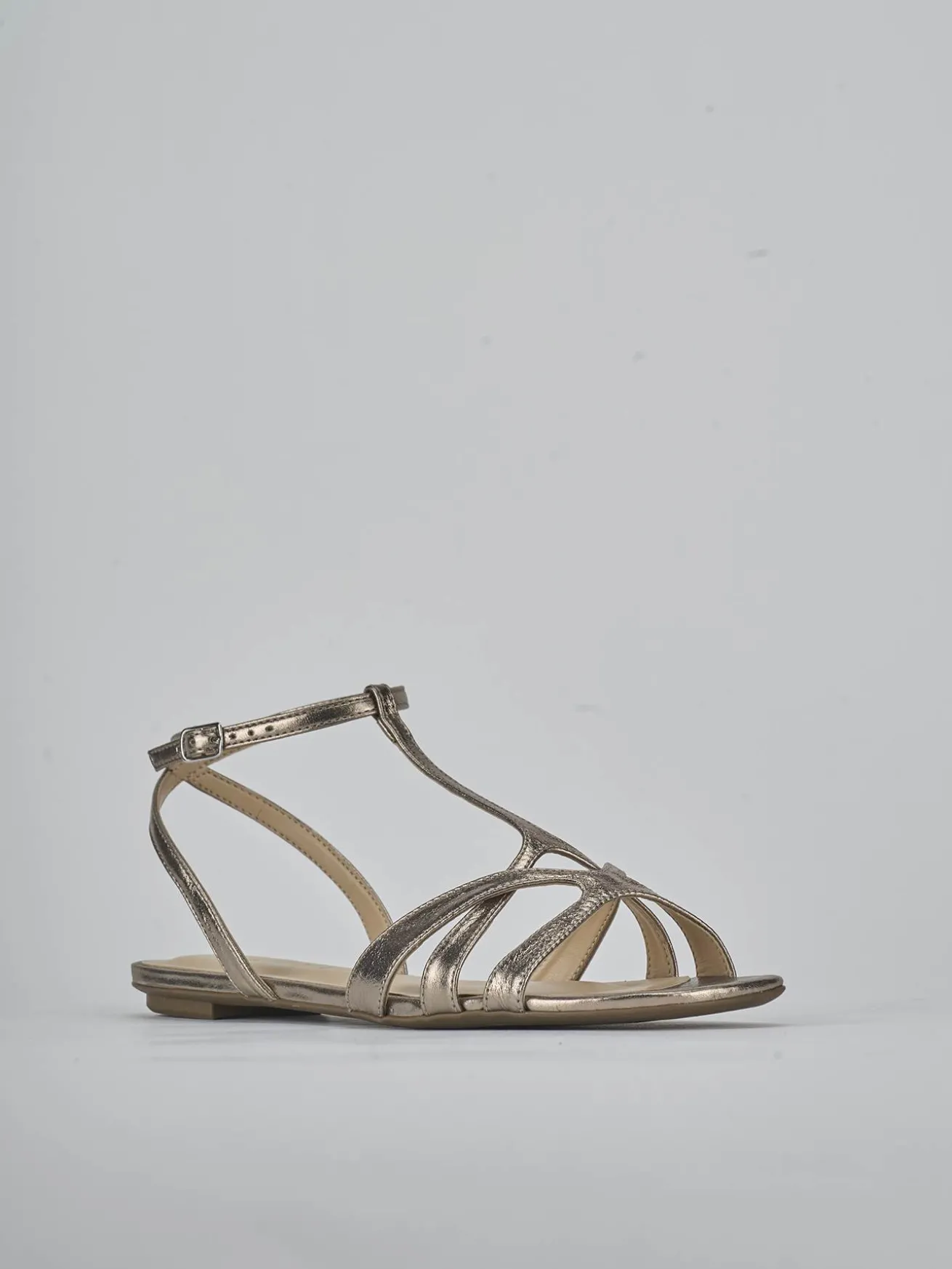 Sandali tacco 1cm laminato argento