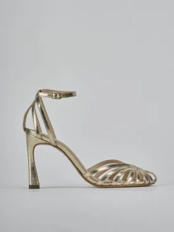 Sandali tacco 9cm laminato oro