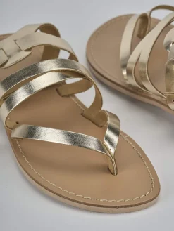 Sandali tacco 1cm laminato oro