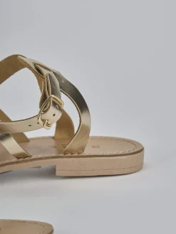 Sandali tacco 1cm laminato oro