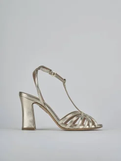 Sandali tacco 9cm laminato oro