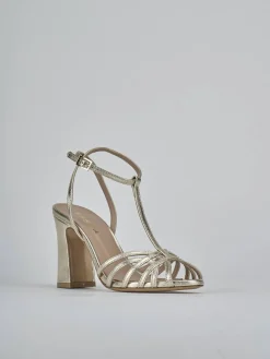 Sandali tacco 9cm laminato oro