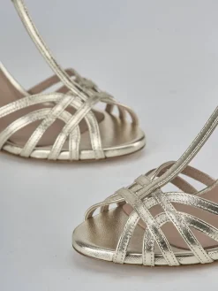 Sandali tacco 9cm laminato oro