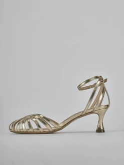 Sandali tacco 5cm laminato oro