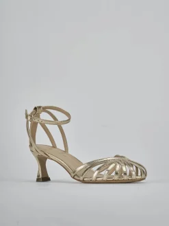 Sandali tacco 5cm laminato oro