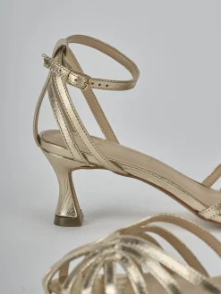 Sandali tacco 5cm laminato oro