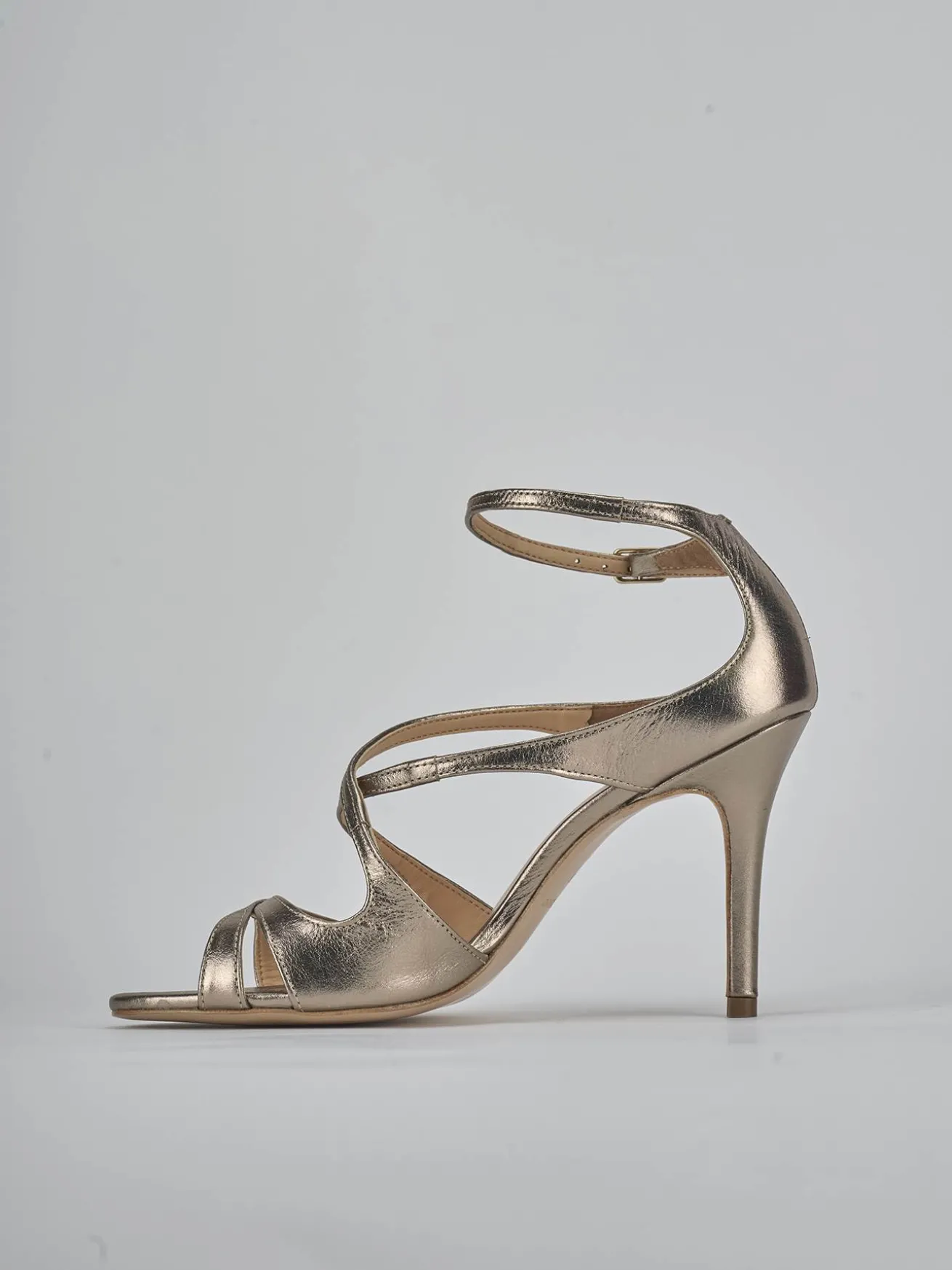 Sandali tacco 9cm laminato argento