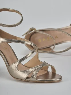 Sandali tacco 9cm laminato argento