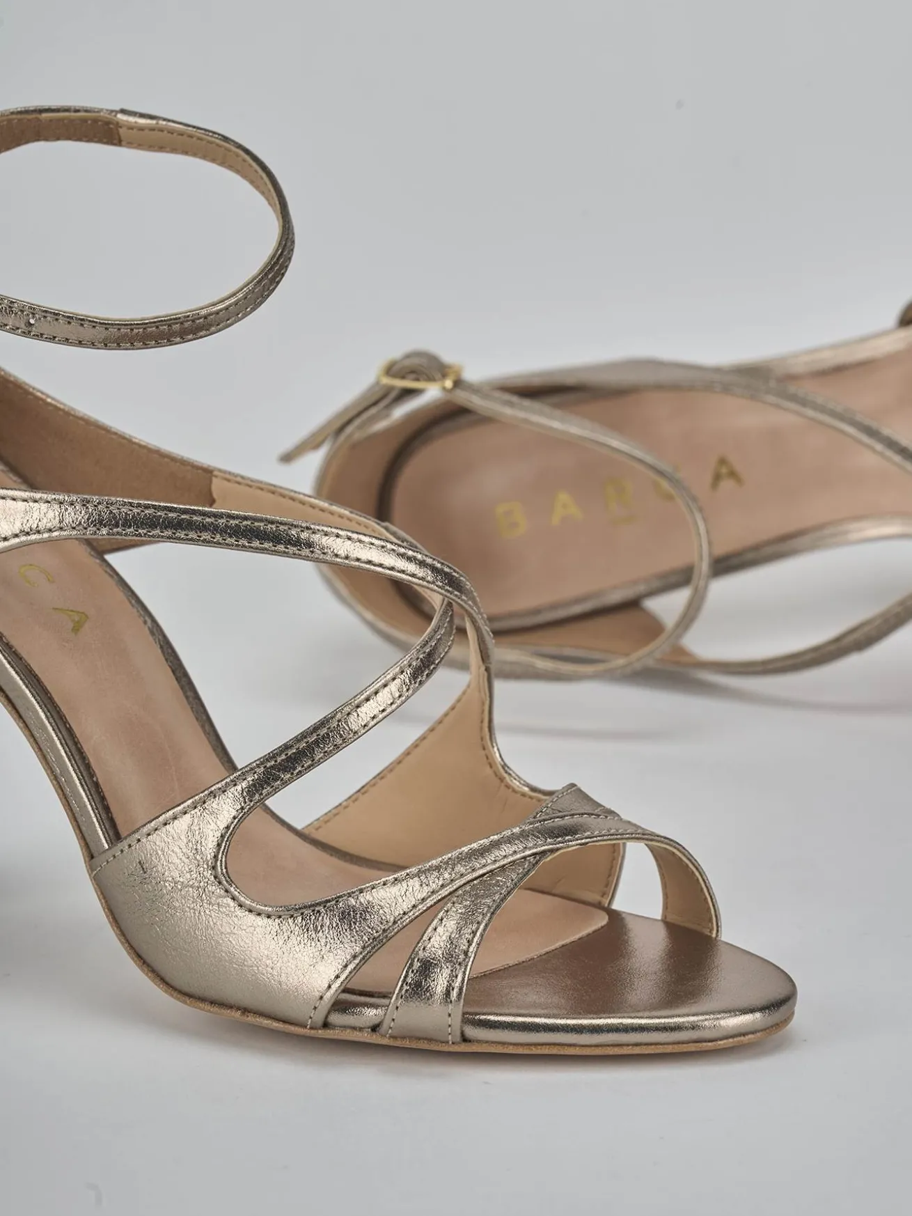 Sandali tacco 9cm laminato argento
