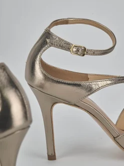 Sandali tacco 9cm laminato argento
